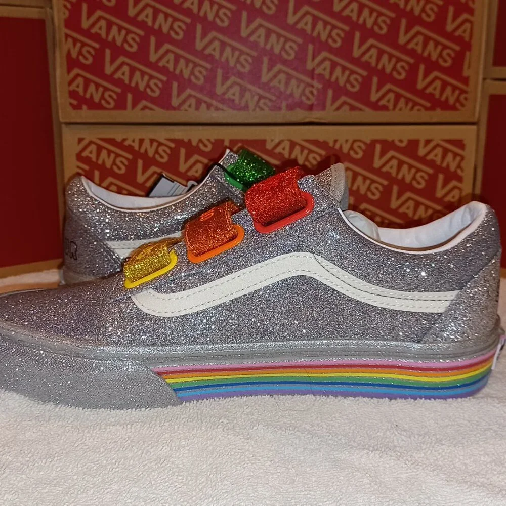 Vans Men's 4.5/Women's 6 Old Skool V Flour Shop Glitter